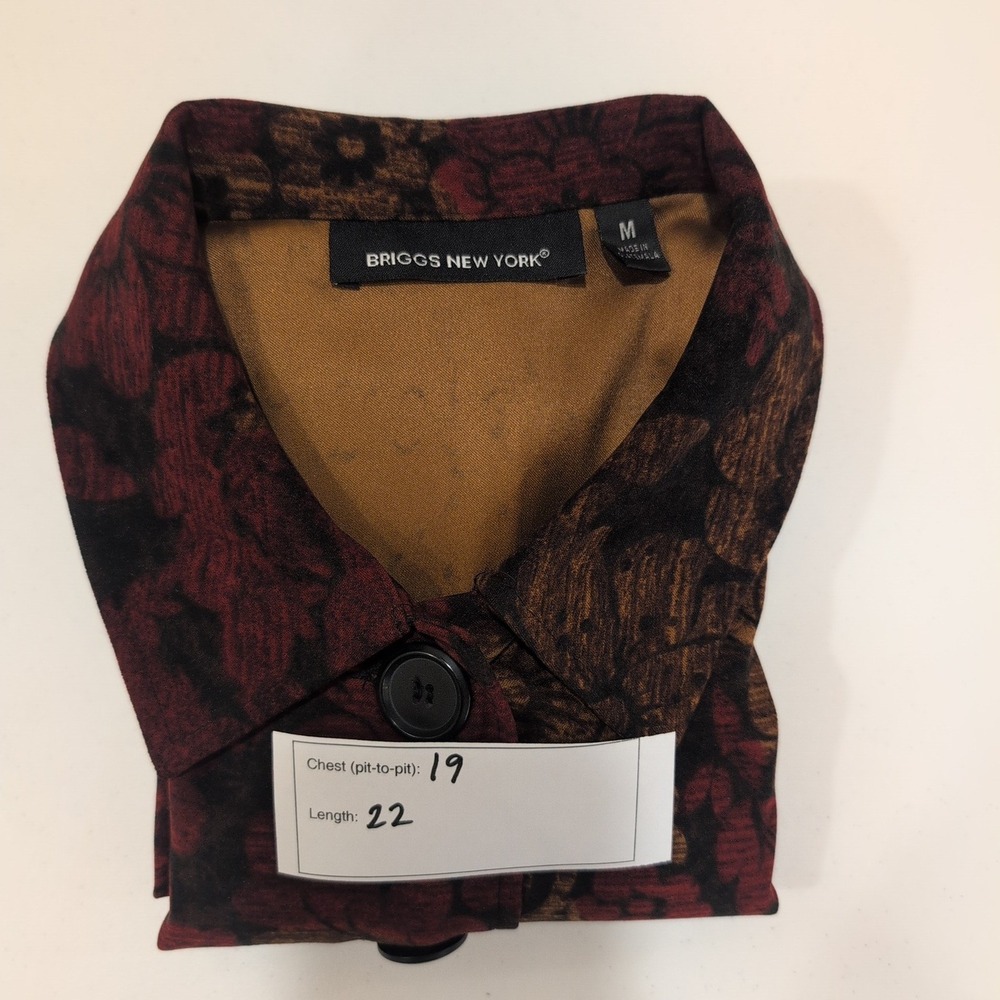 Briggs New York Floral Tapestry Blazer Jacket Size Medium Red Brown Career - Picture 6 of 6